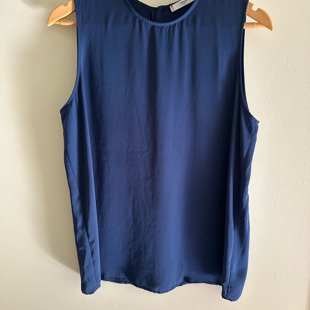 Deep Blue Sheer Sleeveless Tank Top